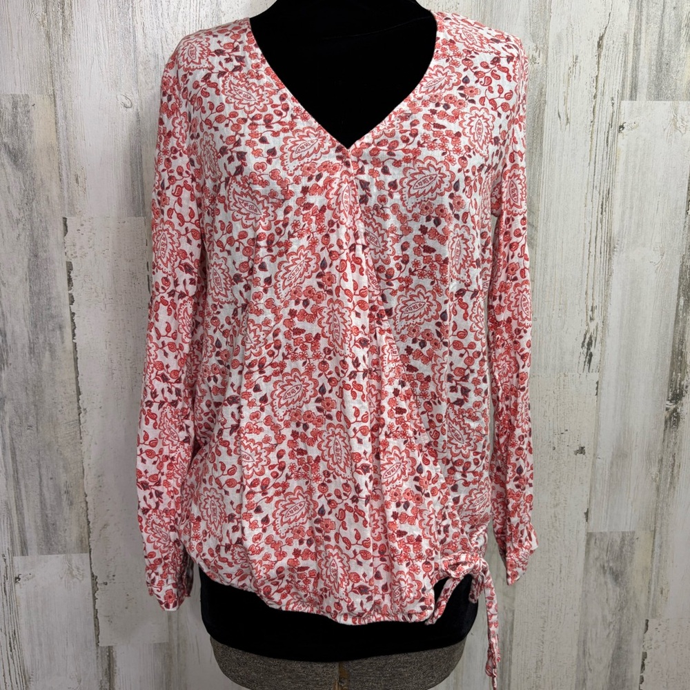 GAP Maternity Paisley Print Long Sleeve Woven Wrap Blouse